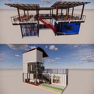 Container coffee shop-21 3D model