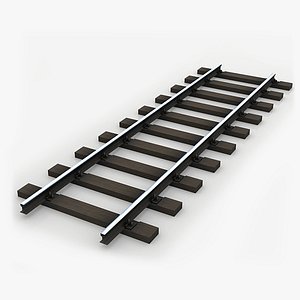 Wooden Railway Track 3D model