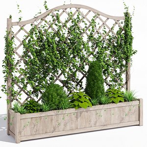 3D oxford wooden trellis planter model