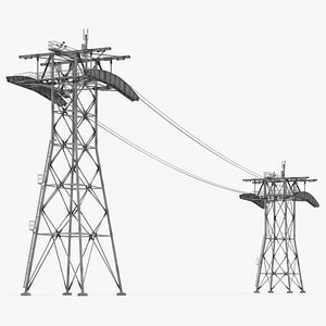 Gondola Lift Towers with Cables 3D Model