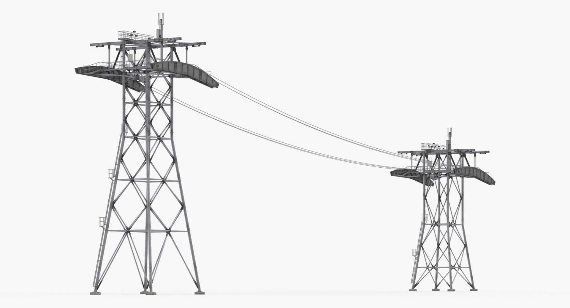 Gondola Lift Towers with Cables 3D Model 3D model preview