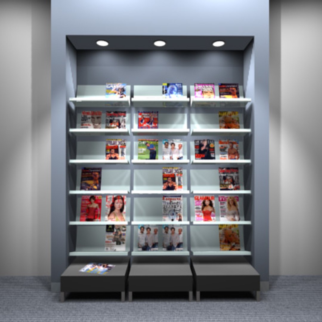 3d model of full-height magazine rack shelving
