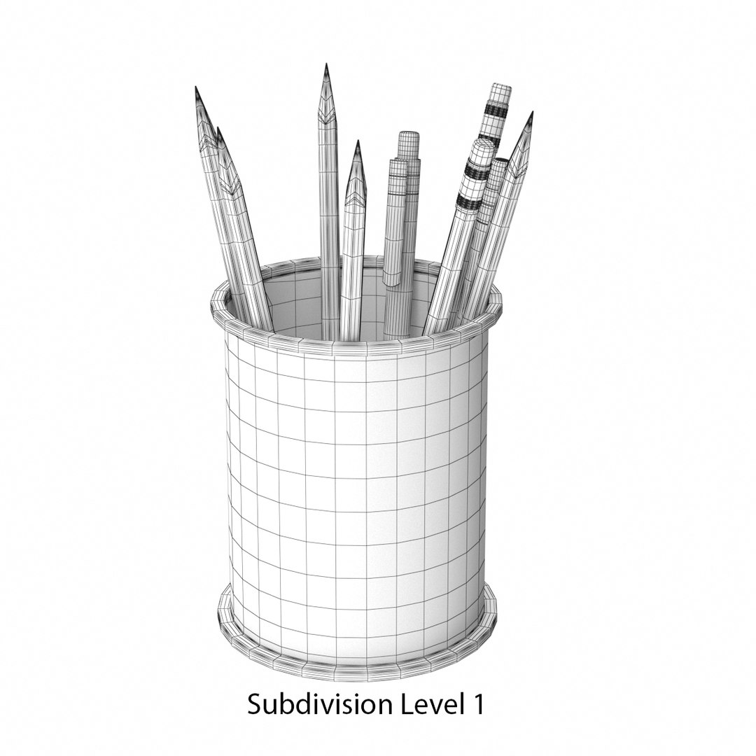 Realistic Pencil Holder 3D Model TurboSquid 1210790