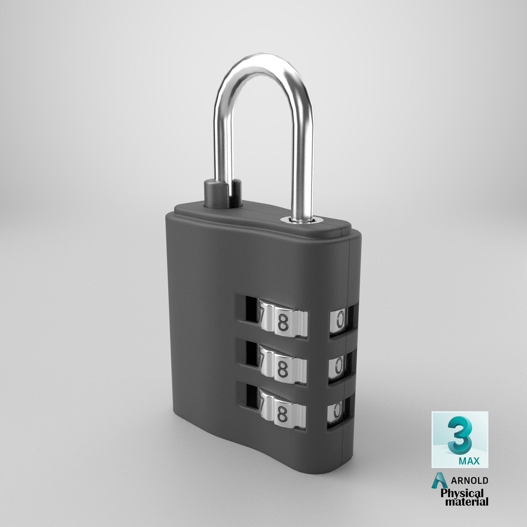 3D Combination Padlock model https://p.turbosquid.com/ts-thumb/NO/3wavCf/Bs/stemcell_max_physical_render/png/1790773106/1920x1080/fit_q87/d40d8c534fbf7ada974cb3d553d3762512d57d71/stemcell_max_physical_render.jpg