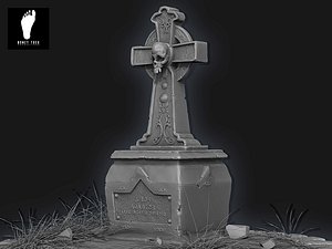 Skull Tombstone 3D