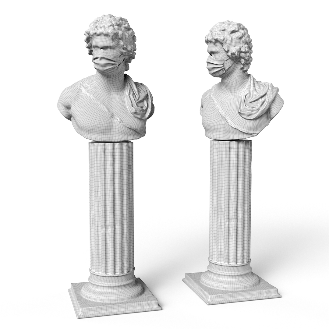 Young greek bust mask green 3D model TurboSquid 1749860