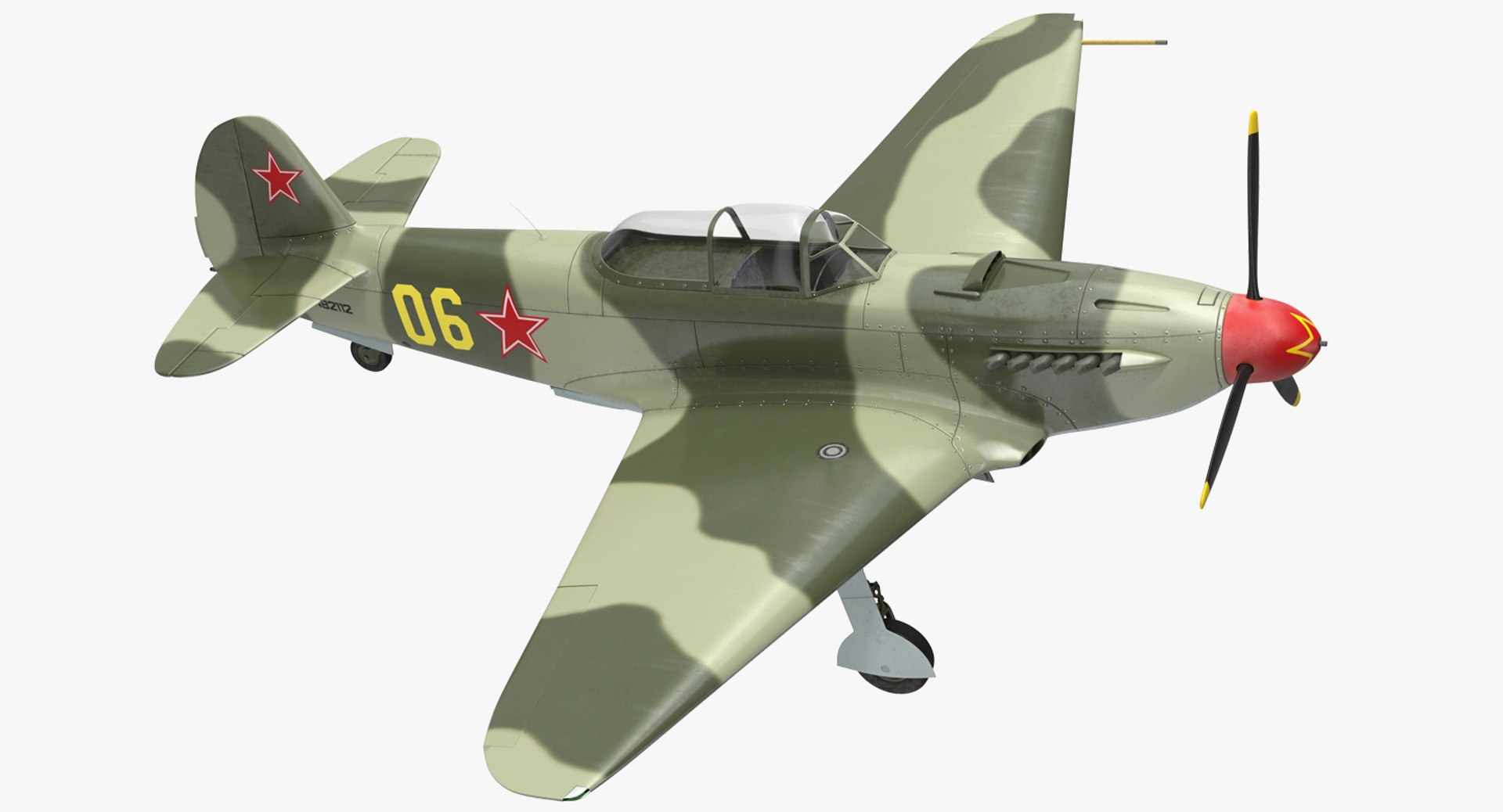 Soviet WWII Fighter Aircraft Yak-9 3D model preview