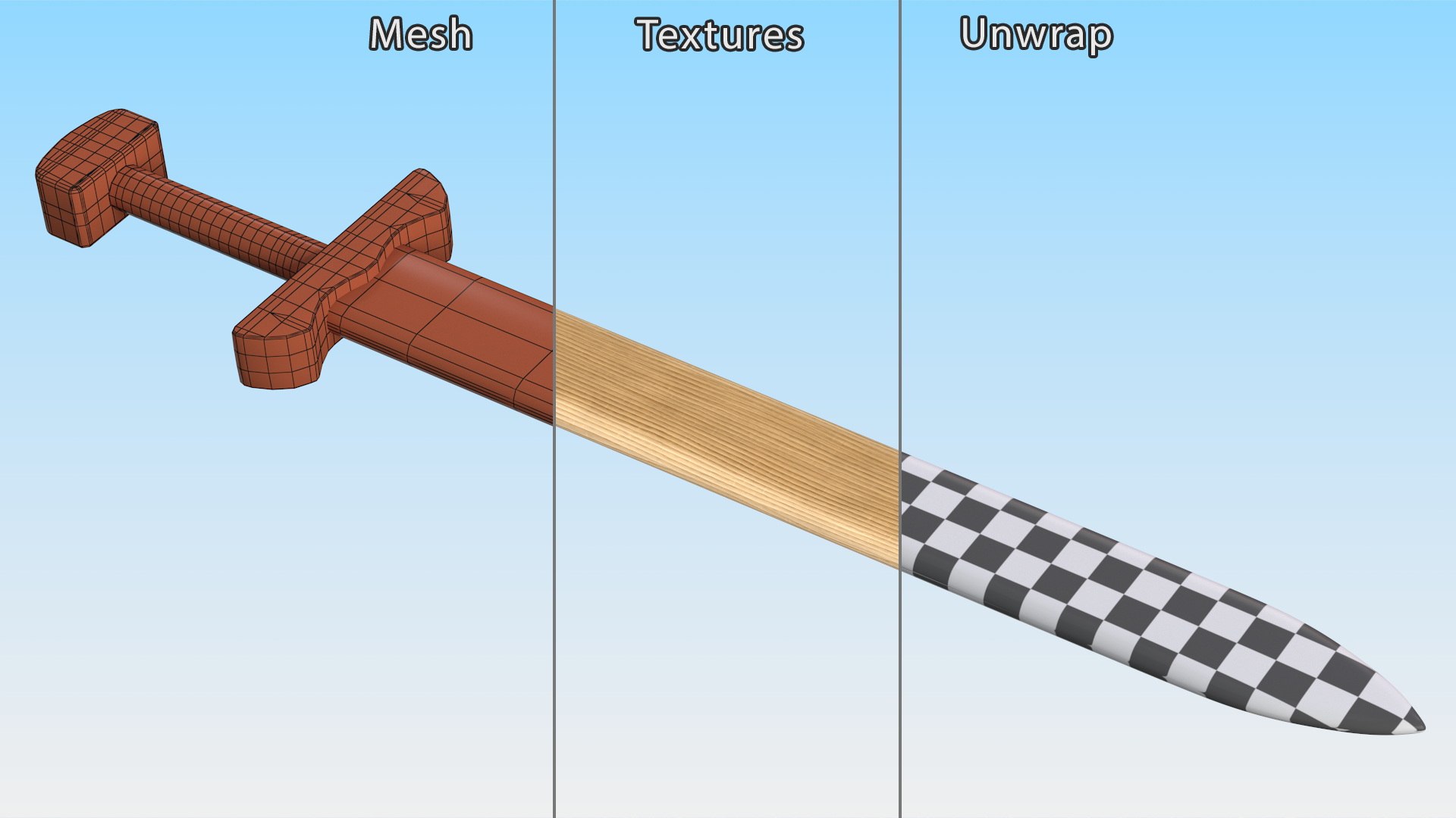 Wooden Practice Sword 3D Model - TurboSquid 2208846