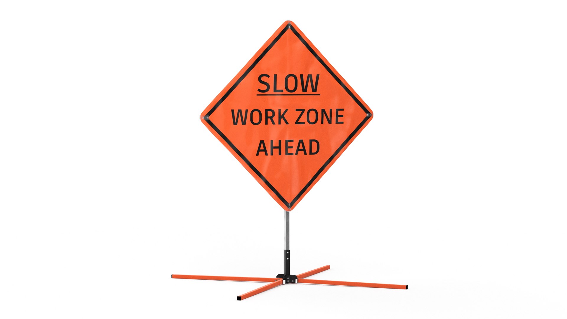 Slow Traffic Control Sign 3D model preview