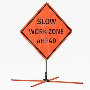 3D Slow Traffic Control Sign