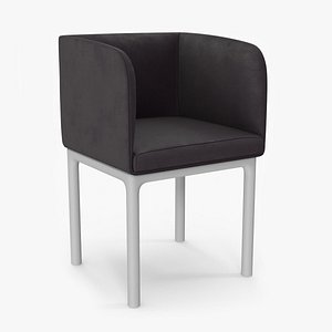 Modern Upholstered Chair with Wooden Legs 3D model