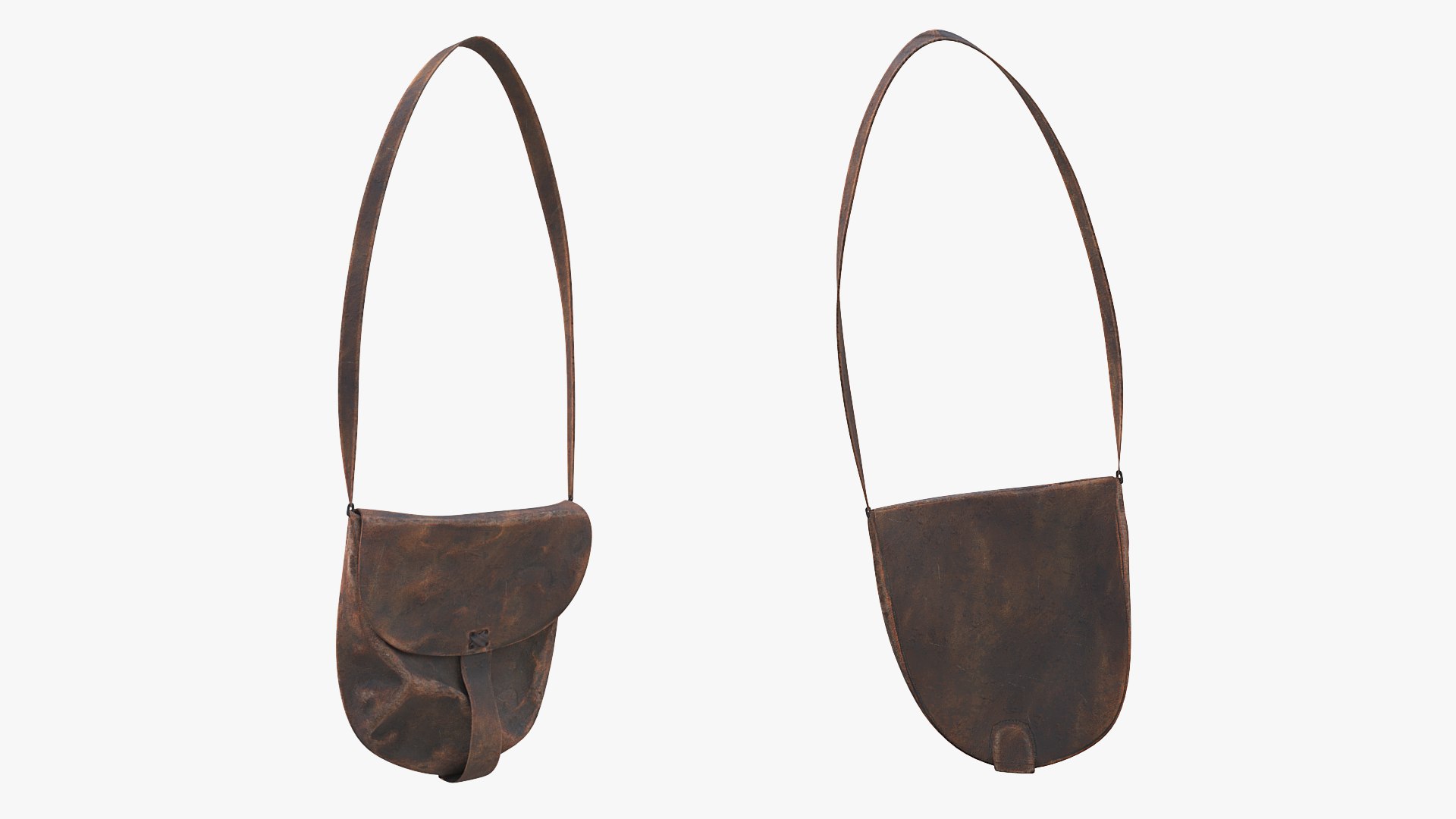 Old Rustic Leather Bag 3D model preview