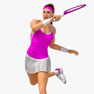 Female Tennis Player Animated HQ Editorial License 3D model