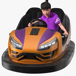 Bumper Car with Boy Rigged for Cinema 4D model