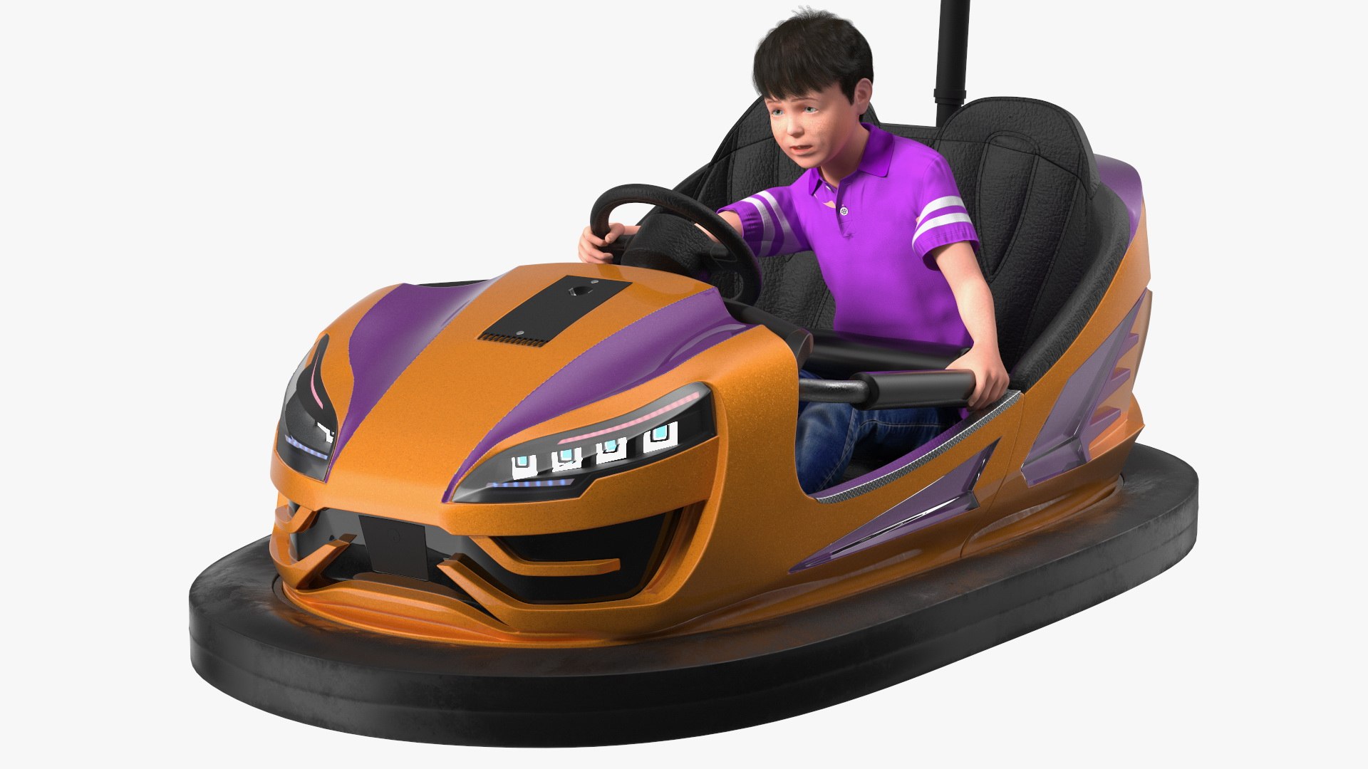 Bumper Car with Boy Rigged for Cinema 4D 3D model preview
