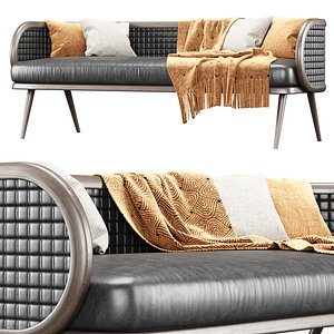 Victoria leather three-seater restaurant sofa NC17 3D