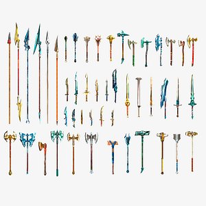 3D Hand - painted set of 48 weapons model