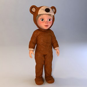 cartoon child boy bear 3d