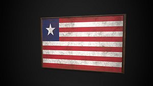 Old Picture Frame With Liberia Flag - Game Ready PBR Low-poly 3D Model
