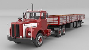 1975 Generic Old Semi Truck And Trailer 3D model