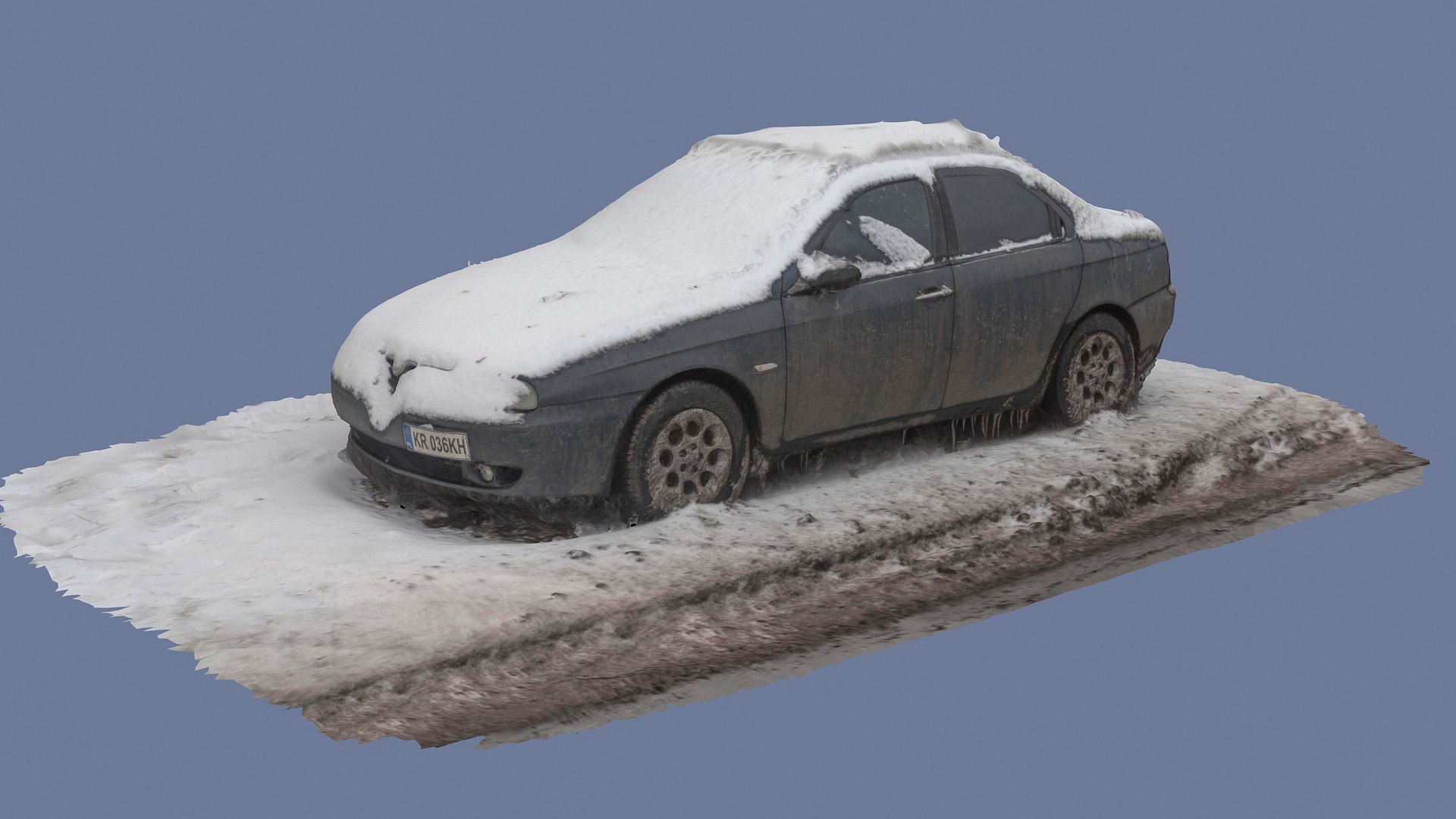 3d Old Car Snow Model
