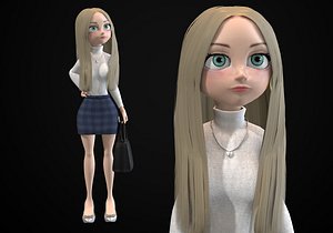 Female Ponytail Hair V28355 - 3D Model by nickianimations