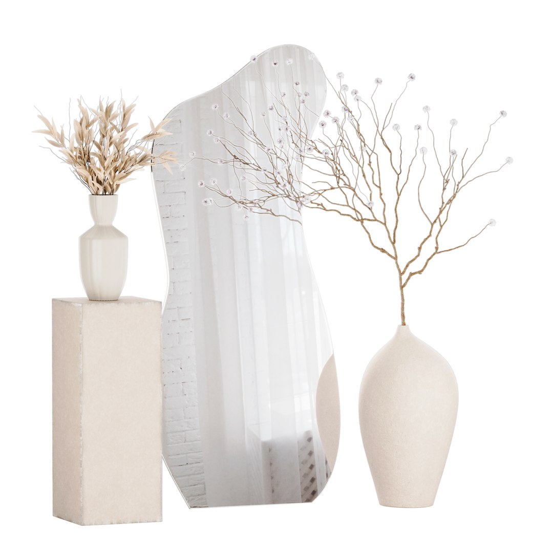 3D Model Decorative Set With Vases In Minimalist Style - TurboSquid 2315736