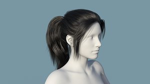 Realistic Female Polygon Long Black Hair 38 3D model