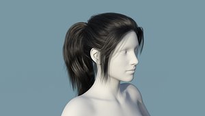 Realistic Female Polygon Long Black Hair 38