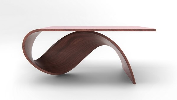 curved wood archviz 3d model