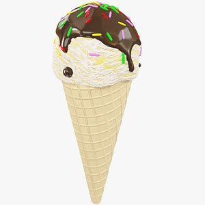 3D lemon ice cream cone
