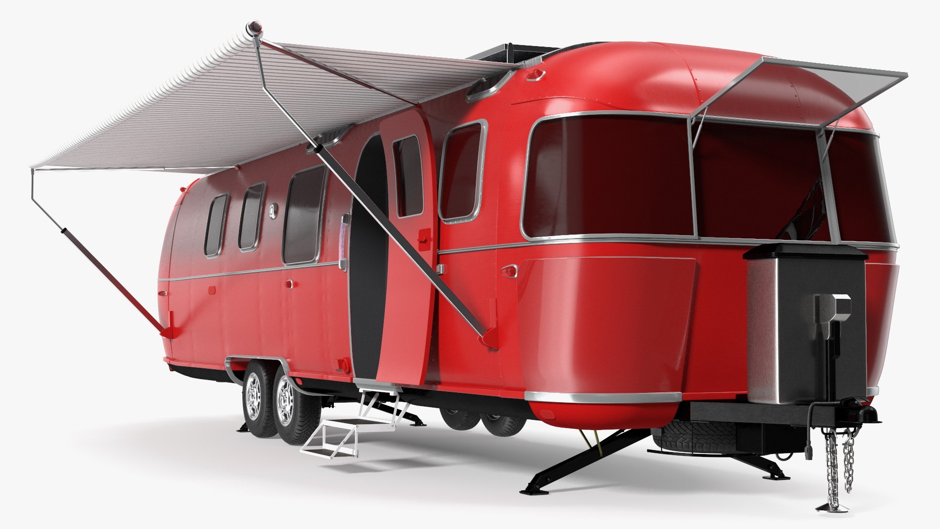 Classic Travel Trailer Red 3D model preview