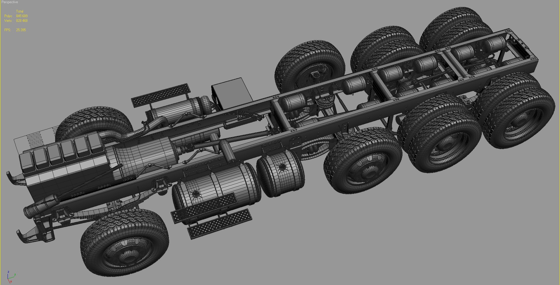3d truck chassis completely model