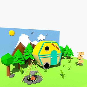 3D Cartoonish Camp Environment