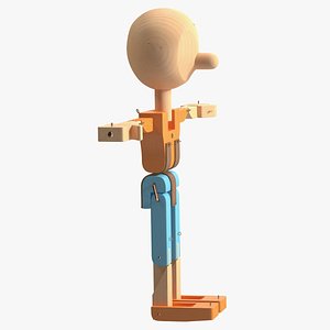 3D Colored Wooden Character Rigged for Cinema 4D