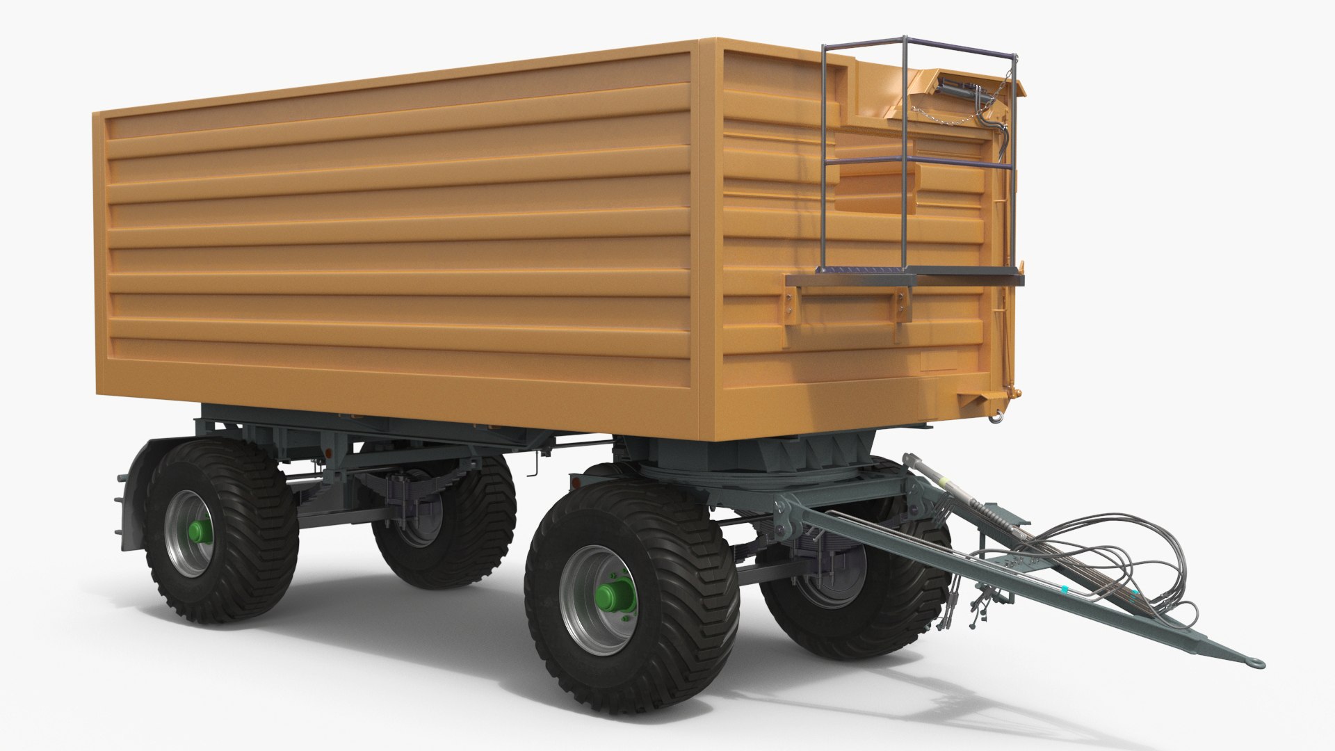 Clean Dump Trailer with Tandem Axle Beige 3D model preview