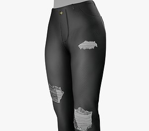 3D Female Black Ripped Jeans Pants Style 1