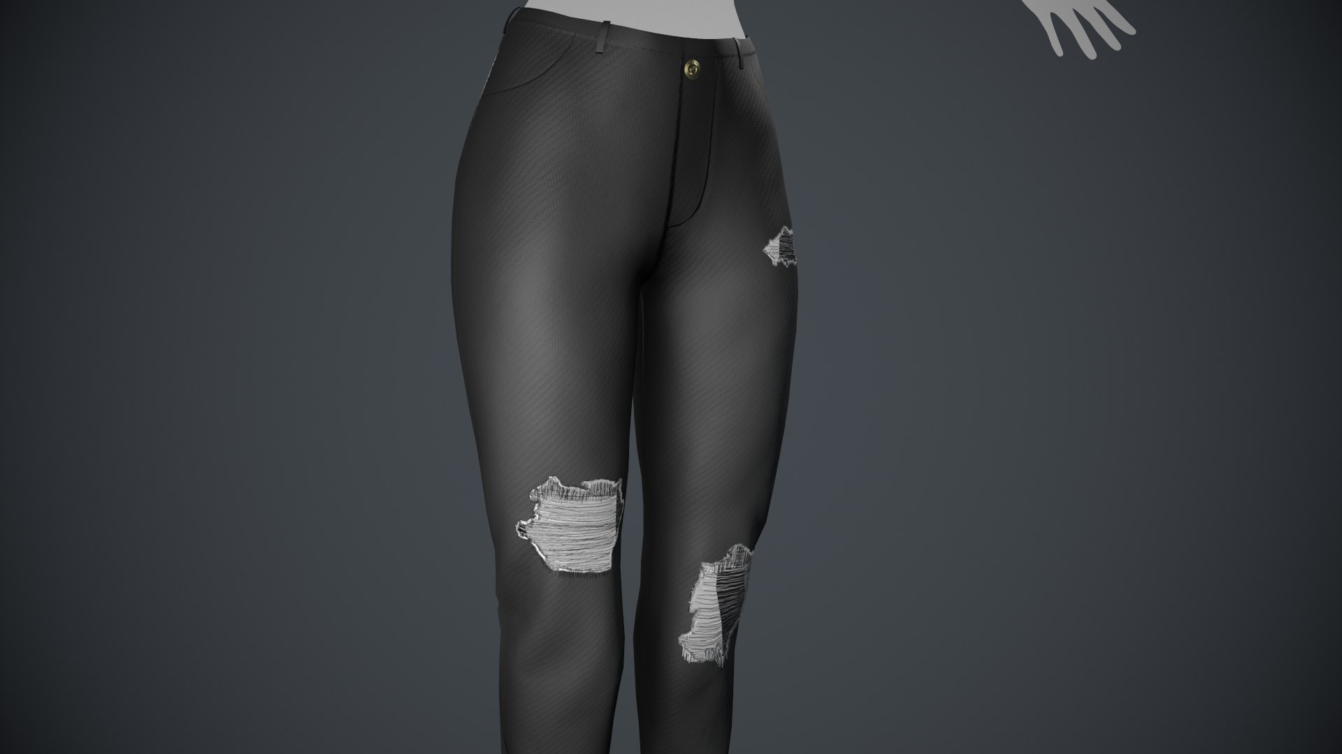 3D Female Black Ripped Jeans Pants Style 1 - TurboSquid 1927701
