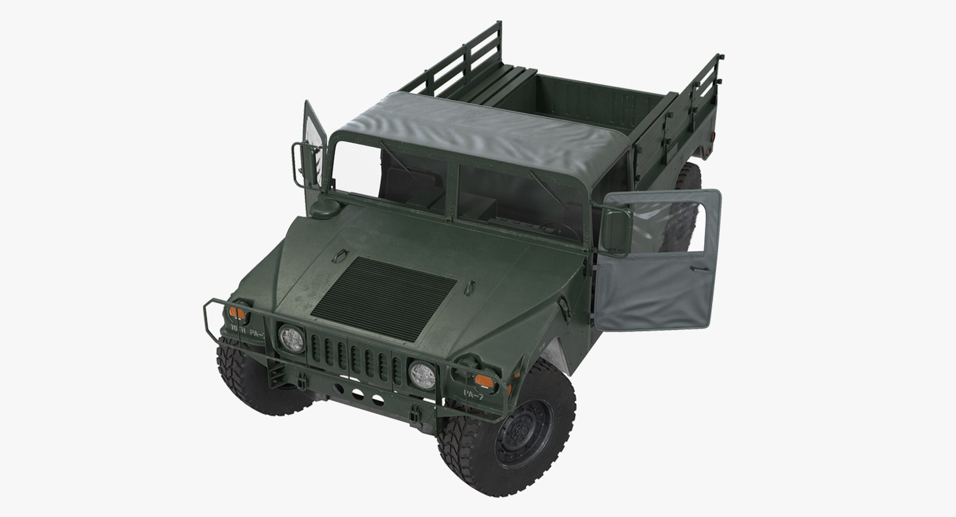 Cargo Troop Carrier HMMWV m1038 Rigged Green 3D Model 3D model preview