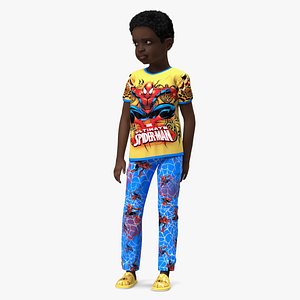Black Child Boy Home Style 3D model