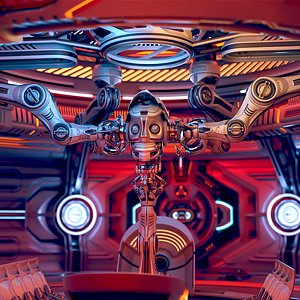3D Robot Head Construction Factory - Rigged