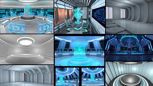 8 Sci Fi Rooms Set 3D model
