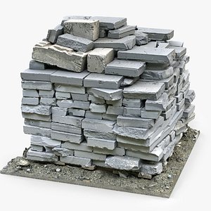 3D Pallet with concrete blocks Scan 8K