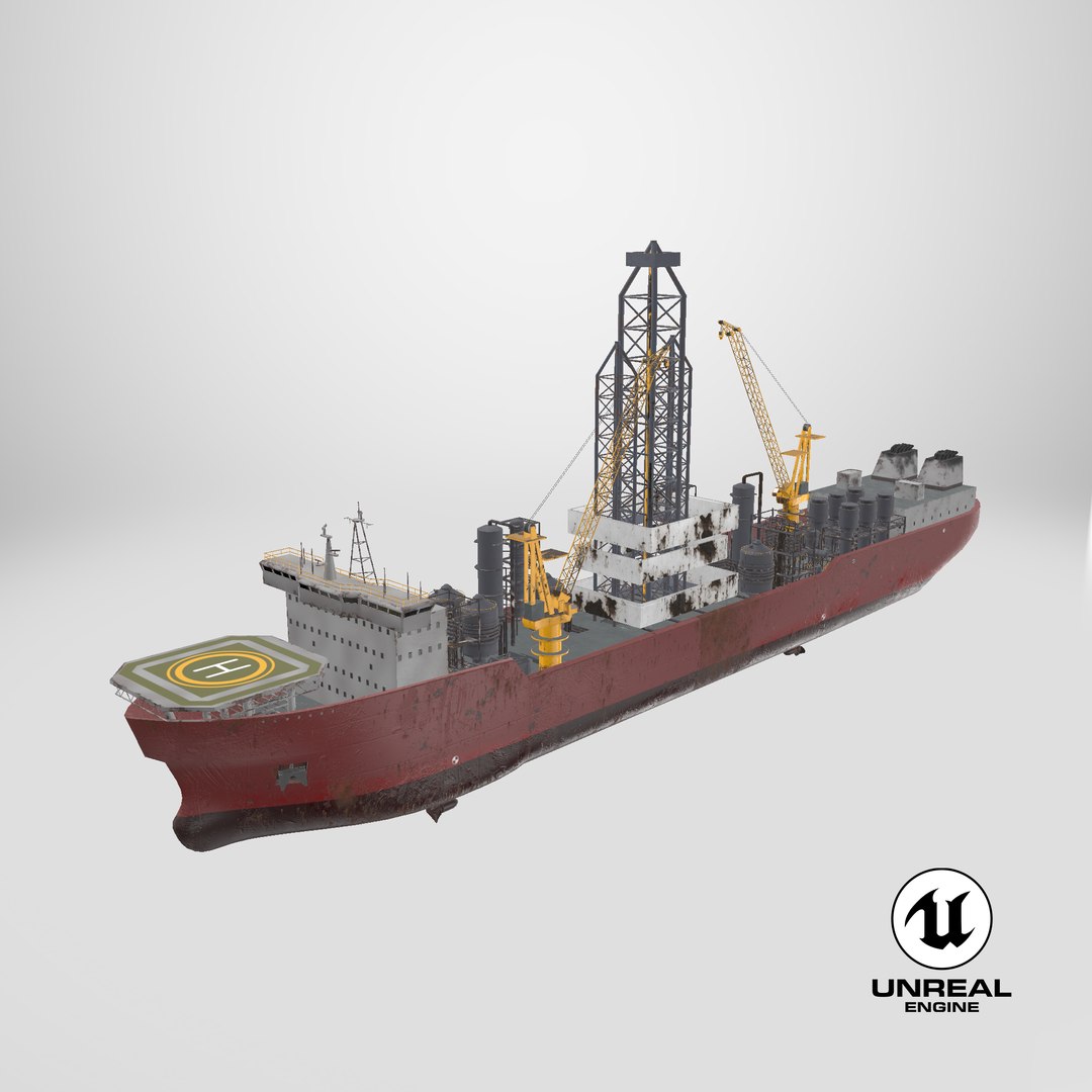 Modern Generic Drill Ship RUSTED model https://p.turbosquid.com/ts-thumb/NQ/hlMz2H/QE/stemcell_unreal_render/png/1727787066/1920x1080/fit_q87/f0db4cefa503bb0c4c3a55d2a2631a4408911b70/stemcell_unreal_render.jpg