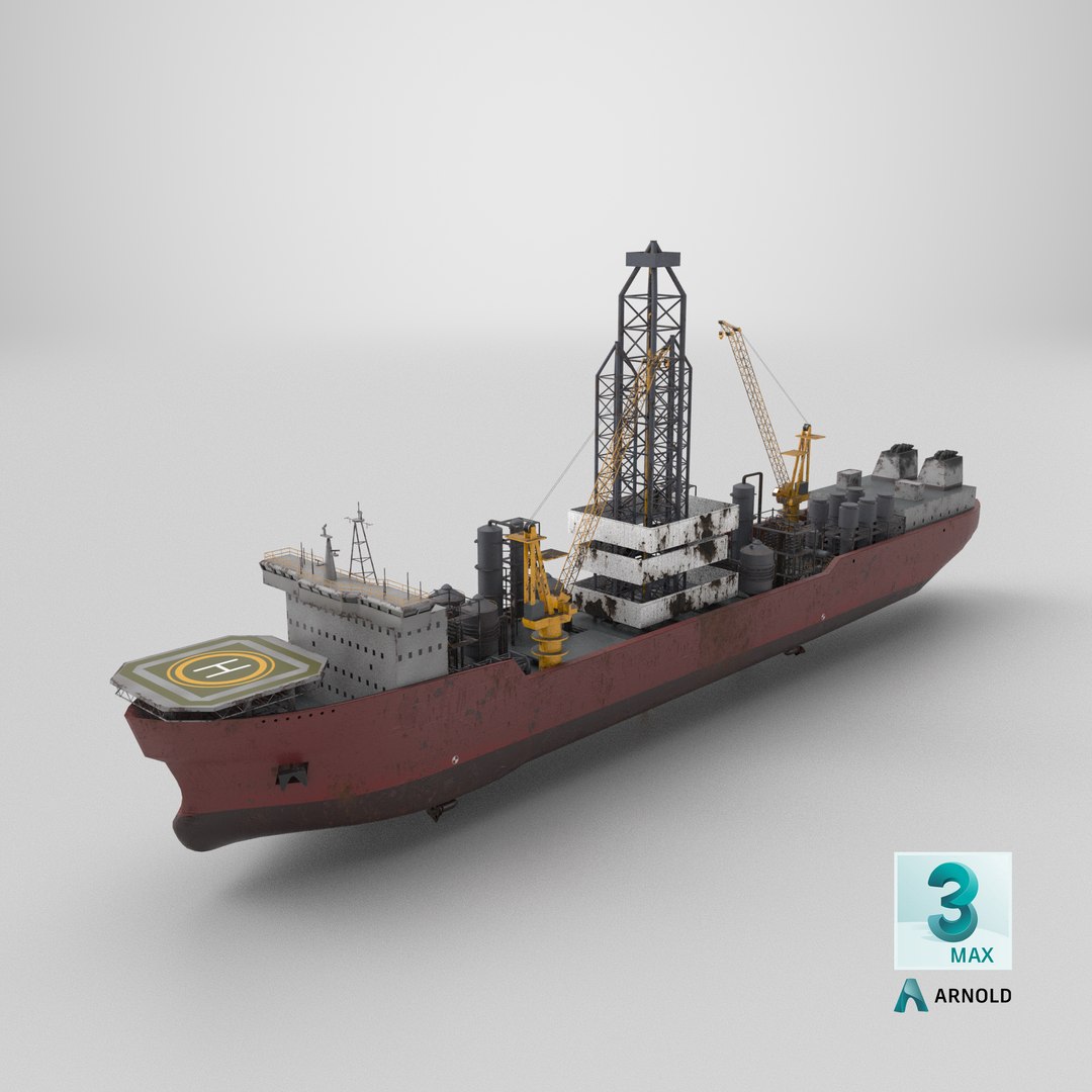 Modern Generic Drill Ship RUSTED model https://p.turbosquid.com/ts-thumb/NQ/hlMz2H/aF/stemcell_max_arnold_render/png/1727787064/1920x1080/fit_q87/305b7d86cb10b477e26c96339f2dada4b49c6a80/stemcell_max_arnold_render.jpg