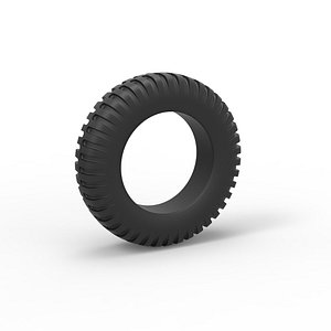 3D Diecast military tire Scale 1 to 10 model
