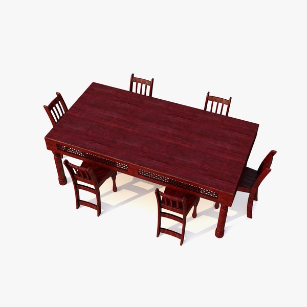 3D Wood Table and Chair set 3d