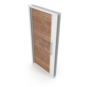 3D Modern Design White Metal Steel Door with Wooden Details model