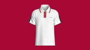 Men Vector Slate Striped Polo Shirt 3D model