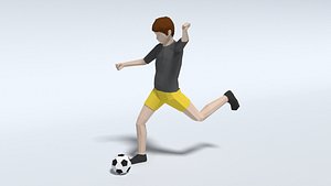Low Poly Kid Playing Football